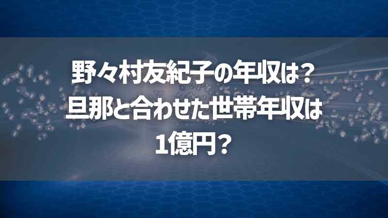 野々村友紀子の年収は？旦那と合わせた世帯年収は1億円？