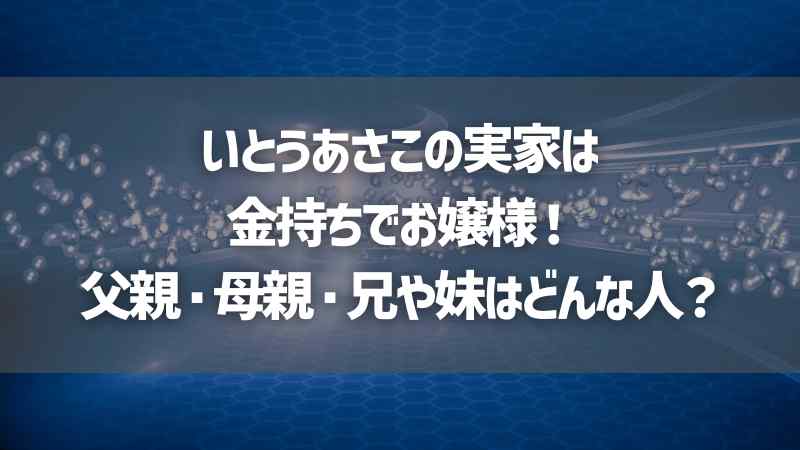 いとうあさこの実家は金持ちでお嬢様！父親・母親・兄や妹はどんな人？