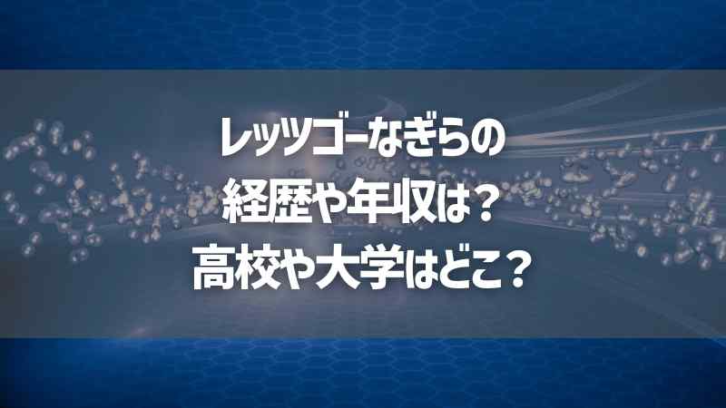 レッツゴーなぎらの経歴や年収は？高校や大学はどこ？