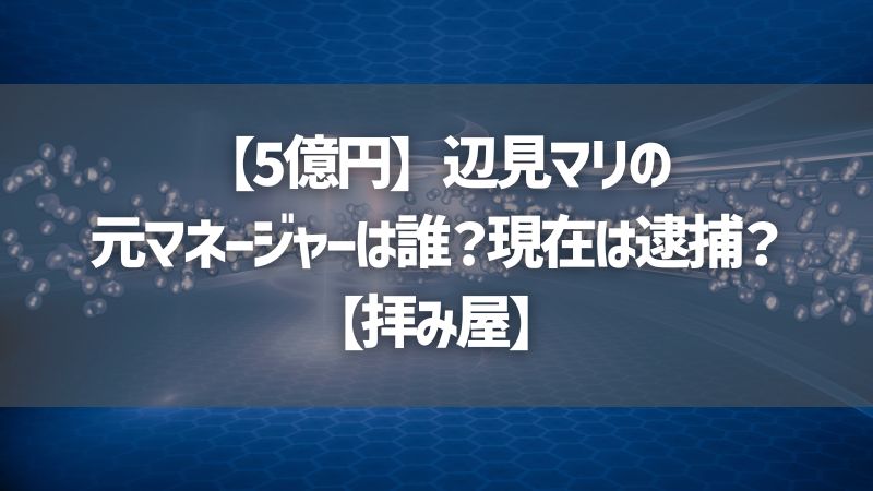 【5億円】辺見マリの元マネージャーは誰？現在は逮捕？【拝み屋】