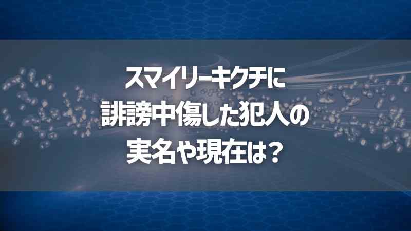 スマイリーキクチに誹謗中傷した犯人の実名や現在は？